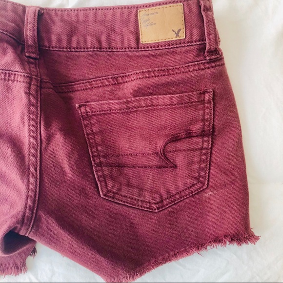 Maroon Cut Off Stretch Shorts - Picture 4 of 4